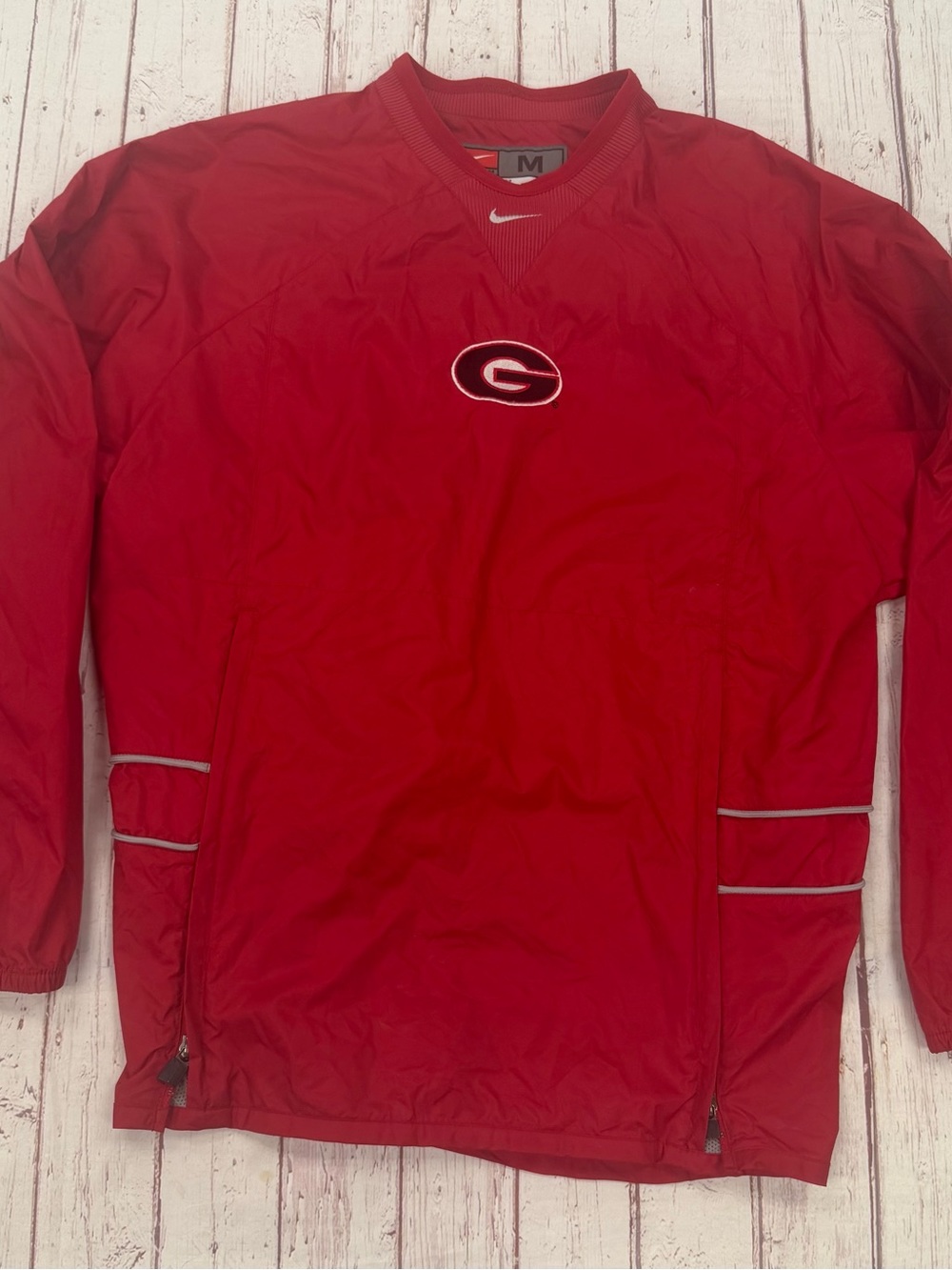 Nike Georgia Bulldogs Swoosh Windbreaker Size Medium NCAA Football Pull Over Vtg
